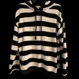 Style Me Black/White Hooded Chenille Like Sweater